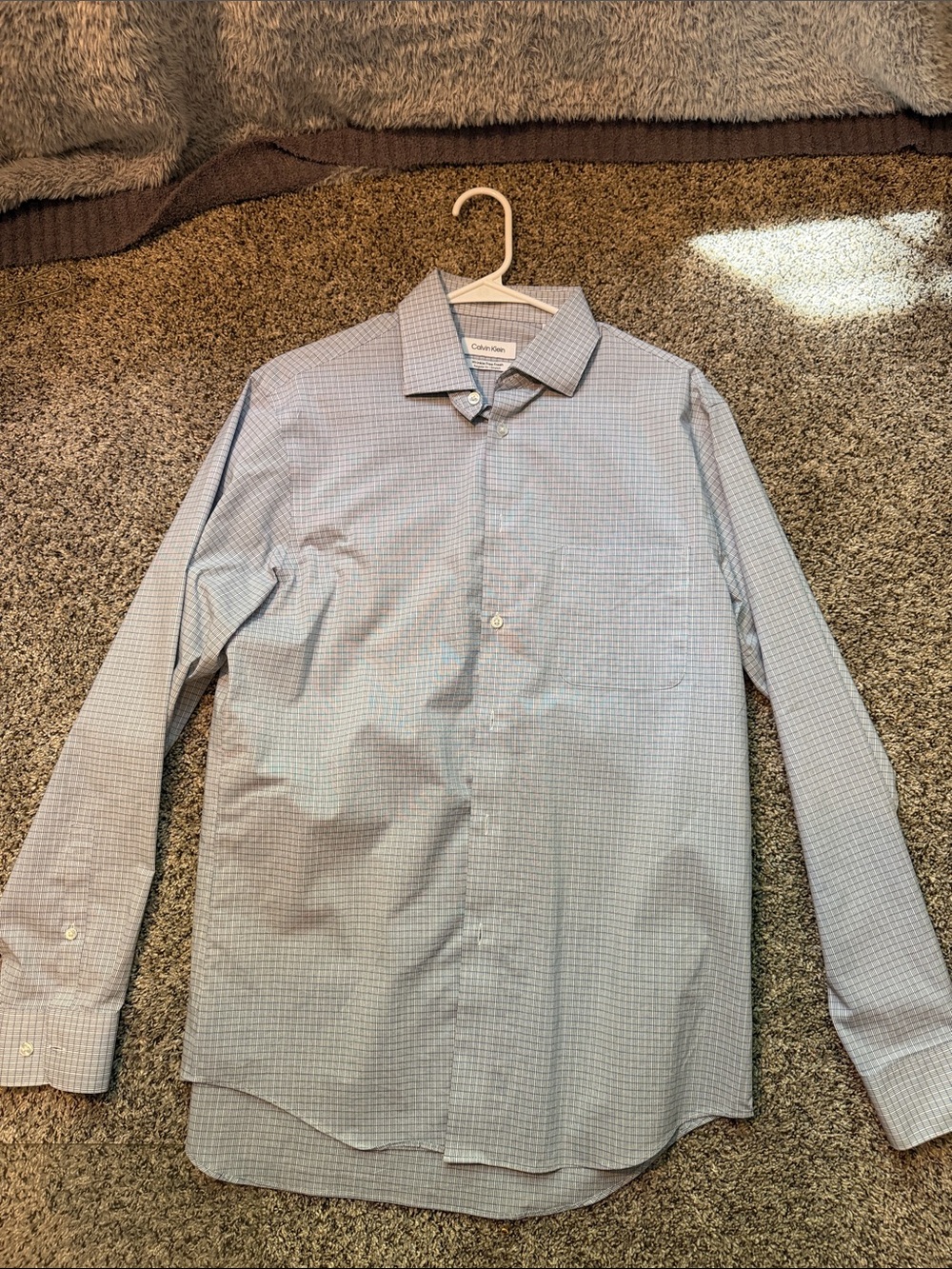 Calvin Klein Light Blue Micro-Check Dress Shirt